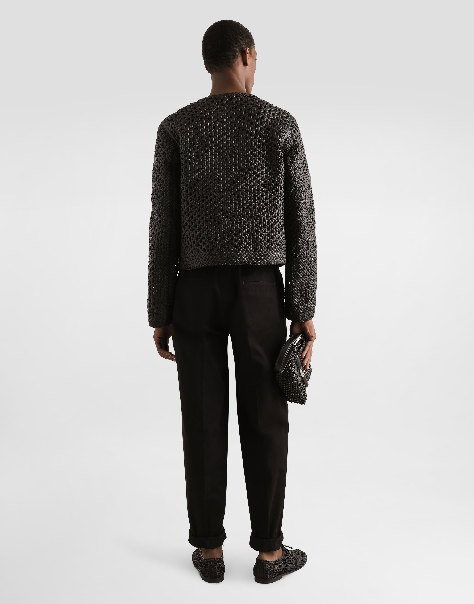 Blackのメンズ Woven nappa leather jacket | Dolce&Gabbana®