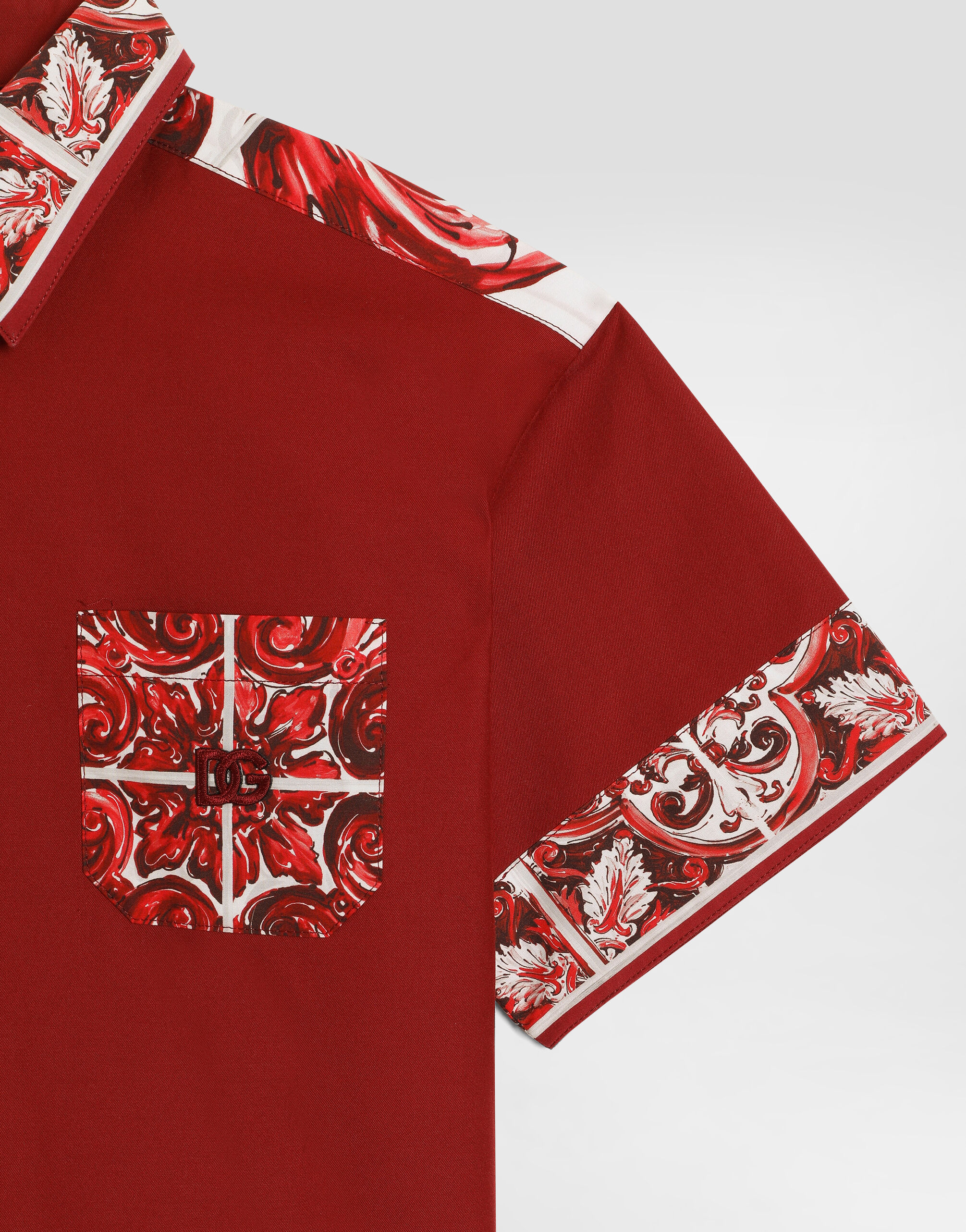 マルチカラーのボーイズ Majolica-print poplin shirt | Dolce&Gabbana®