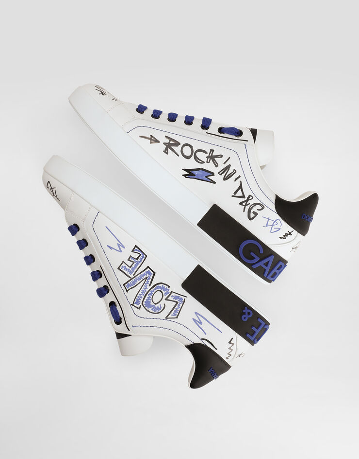 Dolce & Gabbana Calfskin Portofino sneakers with patch Multicolor CS1772AH494