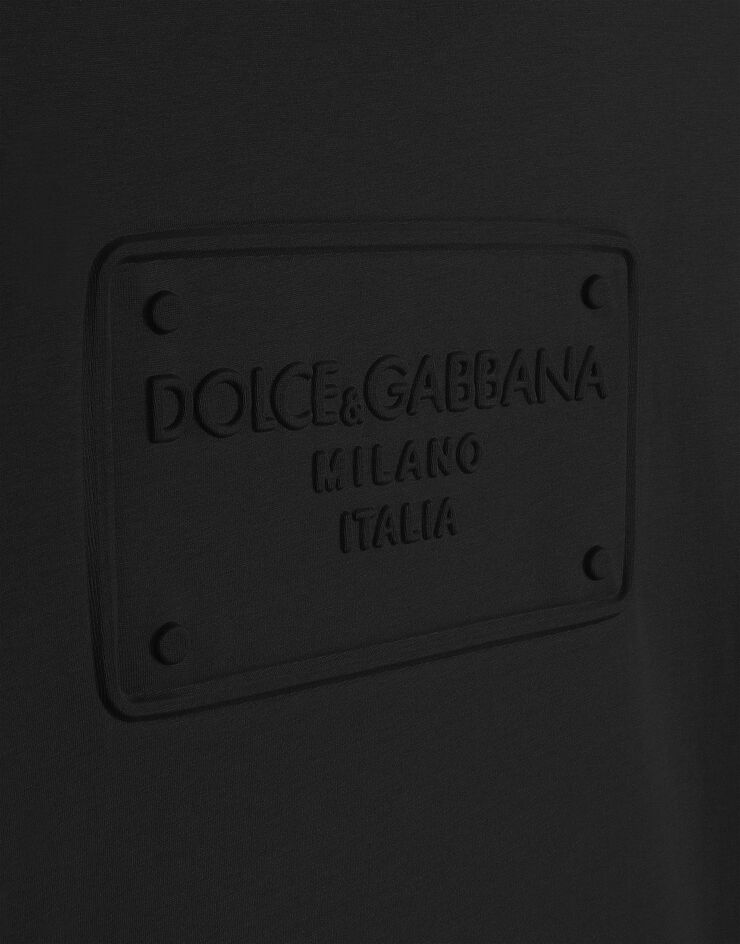Dolce & Gabbana Baumwoll-T-Shirt mit geprägtem Logo Schwarz G8KBAZG7C7U