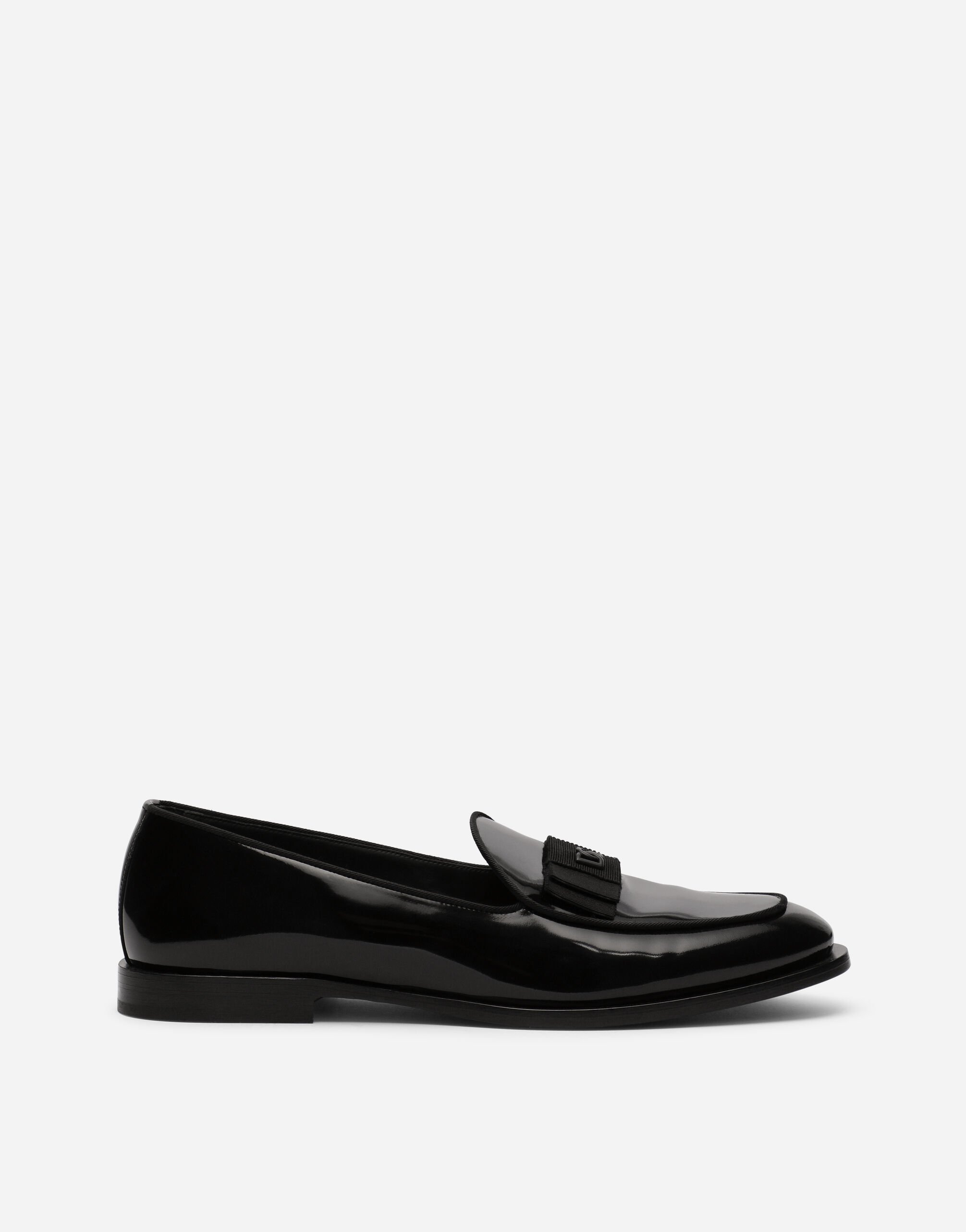Polished calfskin slippers in Black for Men Dolce Gabbana