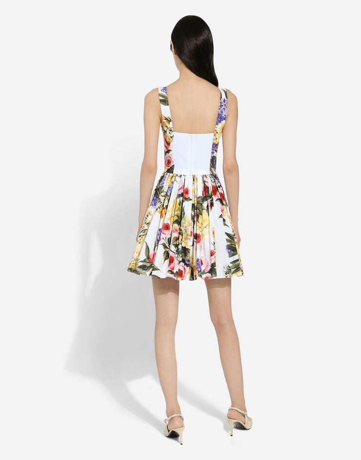 Dolce & Gabbana Short cotton corset dress with garden print Print F6H9RTHS5Q1