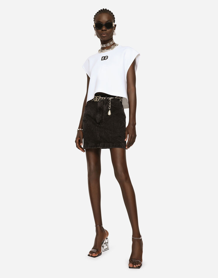 Dolce & Gabbana تنورة قصيرة من دنيم مغسول متعدد الألوان F4BWMDG8HR1
