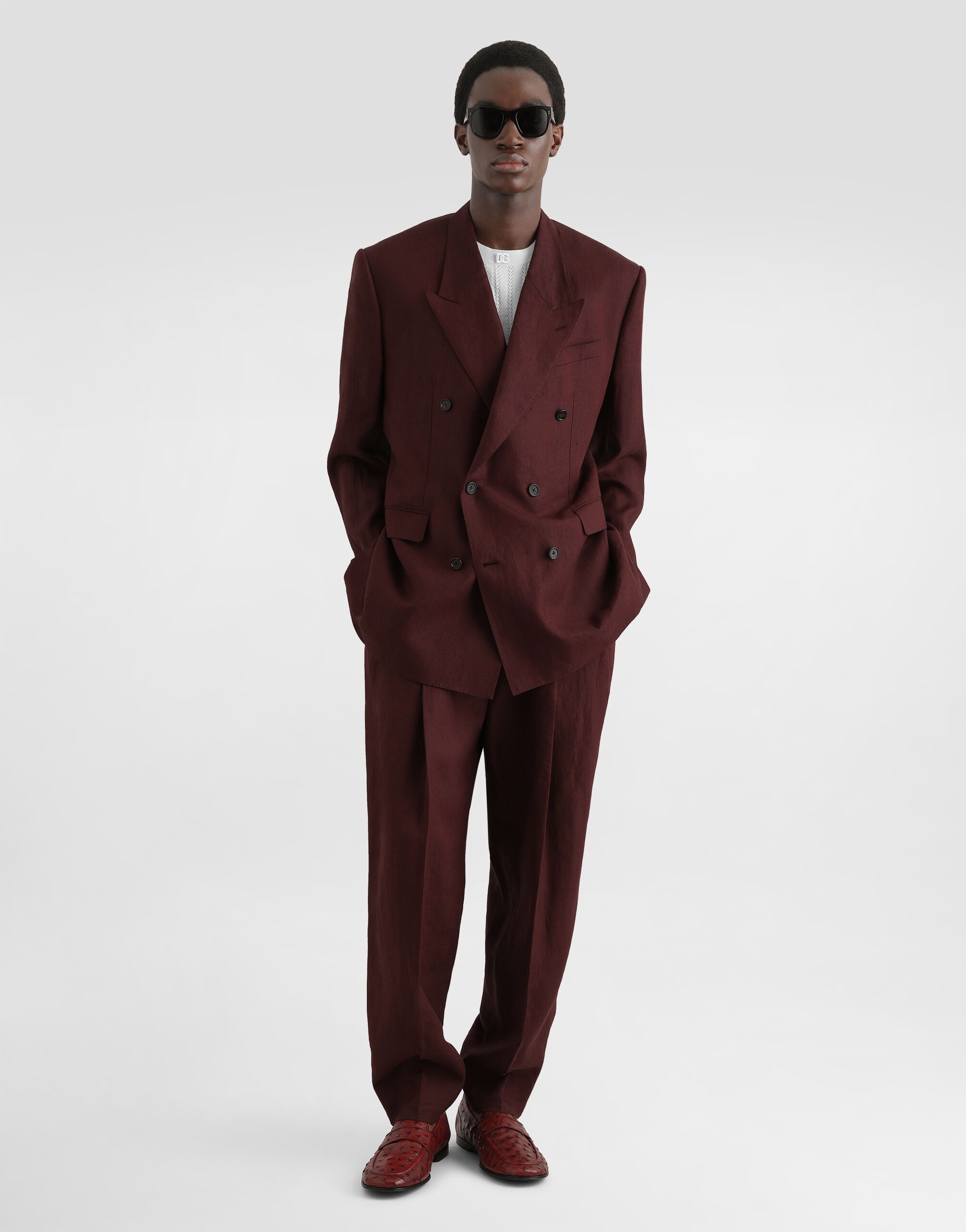 Sicilia light double-breasted linen jacket in Multicolor for Men