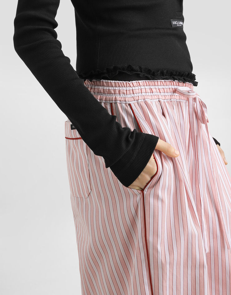 Dolce & Gabbana T-shirt serafino en coton côtelé Black F8W44TFU7AV