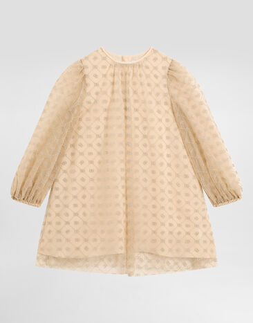 Dolce & Gabbana DG 刺绣薄纱长袖连衣裙 米色 L54DH9FLSLY