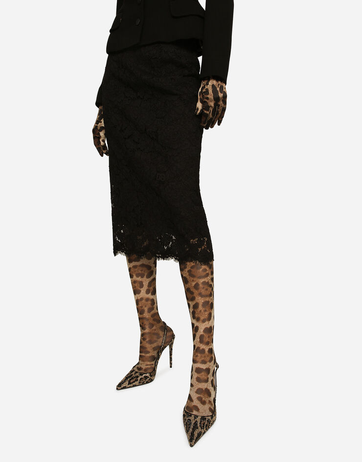 Dolce & Gabbana Юбка миди из эластичного кружева с логотипами черный F4B7ITFLRE1