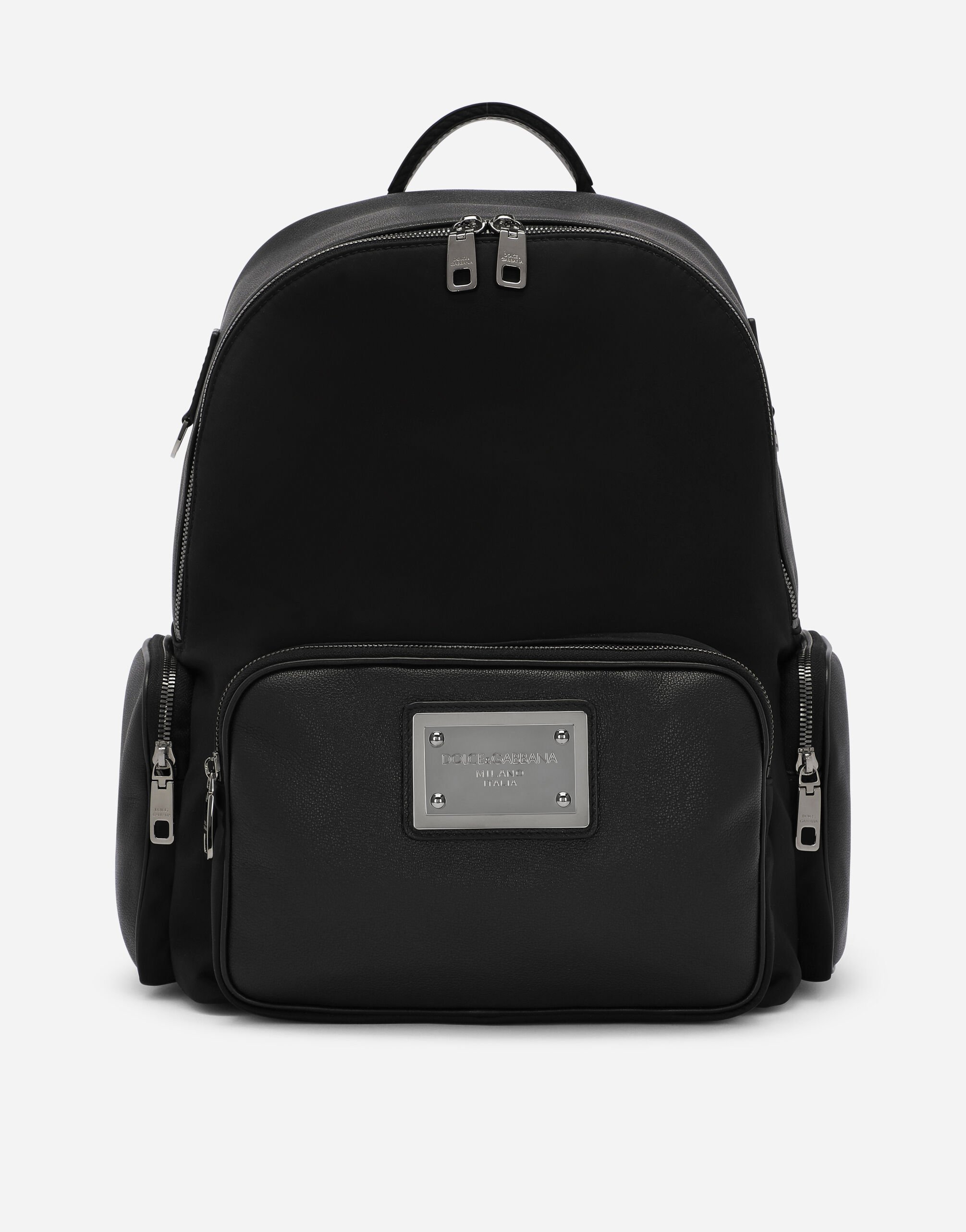 Dolce&Gabbana Grainy calfskin and nylon backpack Black BM2278AP549