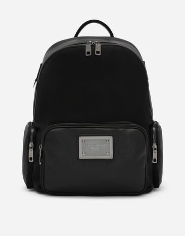 Dolce & Gabbana Grainy calfskin and nylon backpack Black BM2218AG182