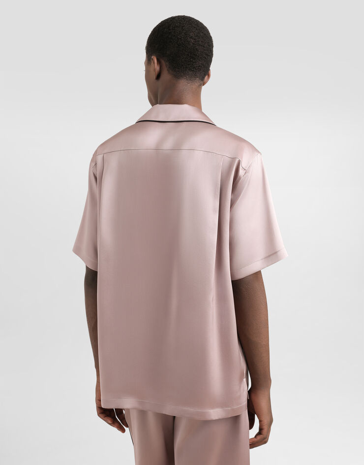 Dolce & Gabbana Camisa de raso de seda con logotipo Lila G5LH3ZFU1AU