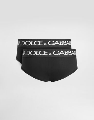 Dolce & Gabbana حزمة من اثنين سروال داخلي براندو من جيرسي قطني أسود M9D69JONN97