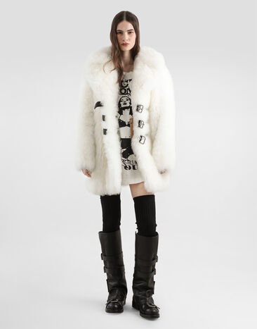 Dolce & Gabbana Single-breasted coat with faux fur White F0W4OFFUPSK