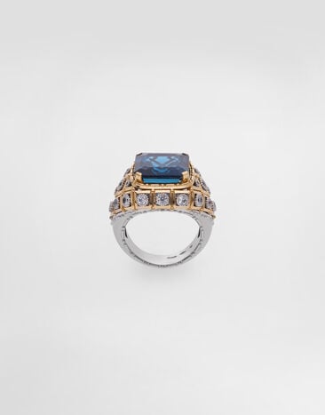 Dolce & Gabbana Eleganza Ring 18kt white and yellow gold, topazes, and sapphires Gold WRSA2GWTOP1
