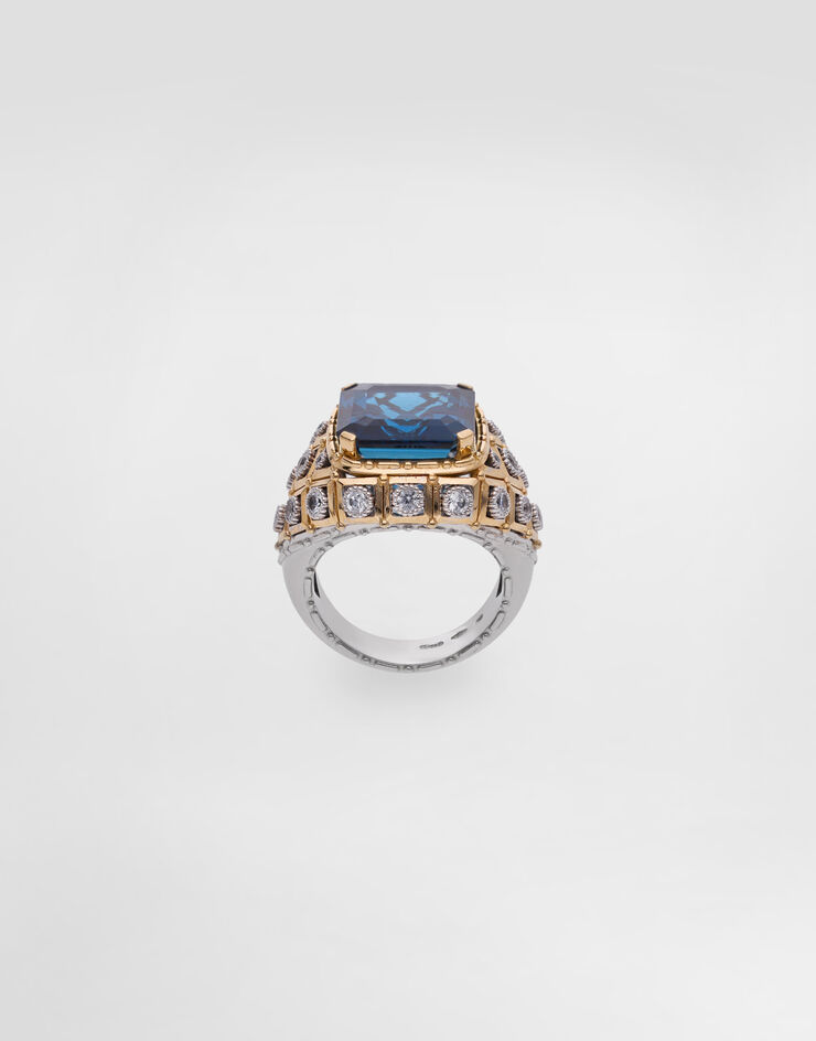 Dolce & Gabbana Eleganza Ring 18-carat white and yellow gold, topazes, and sapphires Gold WRSA2GWTOP1