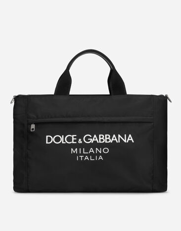 Dolce & Gabbana Nylon holdall with rubberized logo Black BM2125AG182