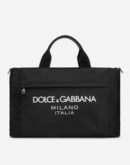 Dolce & Gabbana Nylon holdall with rubberized logo Black BM2012AG182
