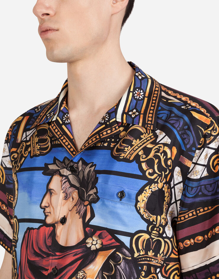 Dolce & Gabbana SILK HAWAII SHIRT WITH JULIUS CESAR PRINT MULTICOLORE G5FX9TFI1K5