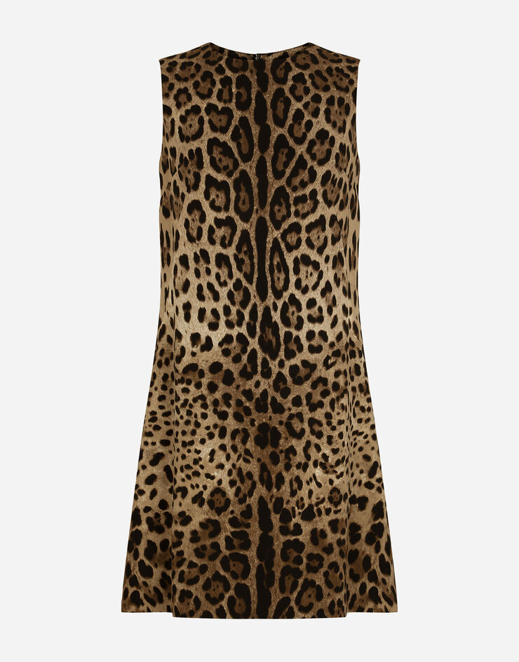 Dolce & Gabbana Short leopard-print charmeuse A-line dress ANIMAL PRINT F6VE2TFSADD