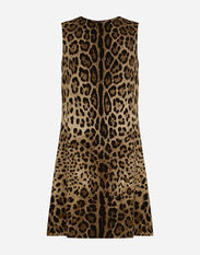 Dolce&Gabbana Short leopard-print charmeuse A-line dress Animal Print F6CPUTFSRKI