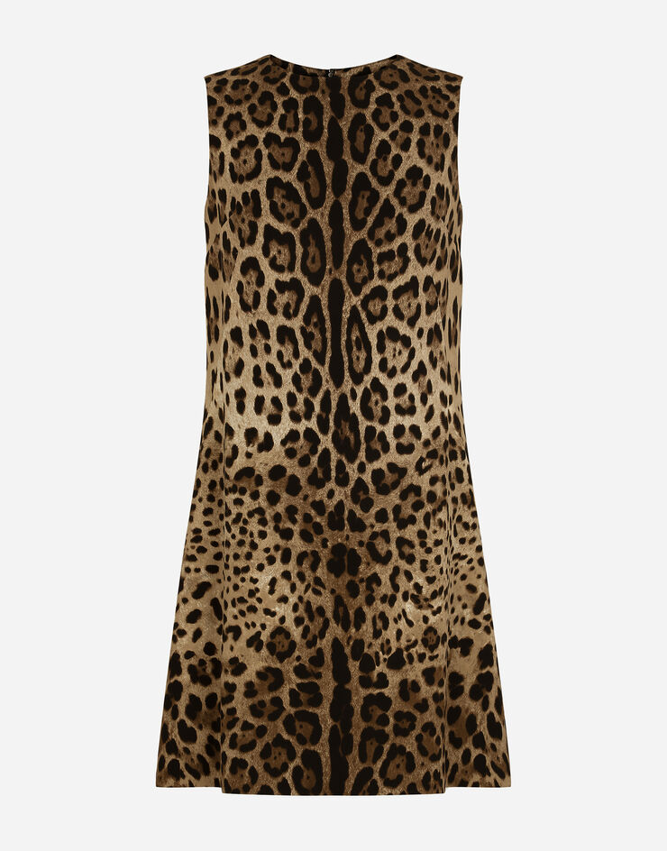 Dolce & Gabbana Short leopard-print charmeuse A-line dress Multicolor F6VE2TFSADD