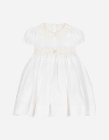 Dolce & Gabbana Empire-line muslin christening dress with short sleeves Black LB1A58G0U05