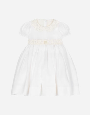 Dolce & Gabbana Empire-line muslin christening dress with short sleeves White L0EGF8FJ5GS