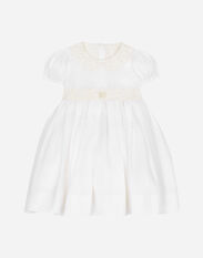 Dolce & Gabbana Empire-line muslin christening dress with short sleeves Print L23DJ1IS1QC