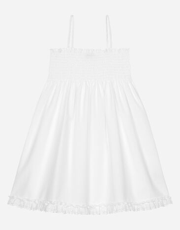 Dolce & Gabbana Kleid aus Popeline und Lochspitze Weiss L53DZ1G7NZC
