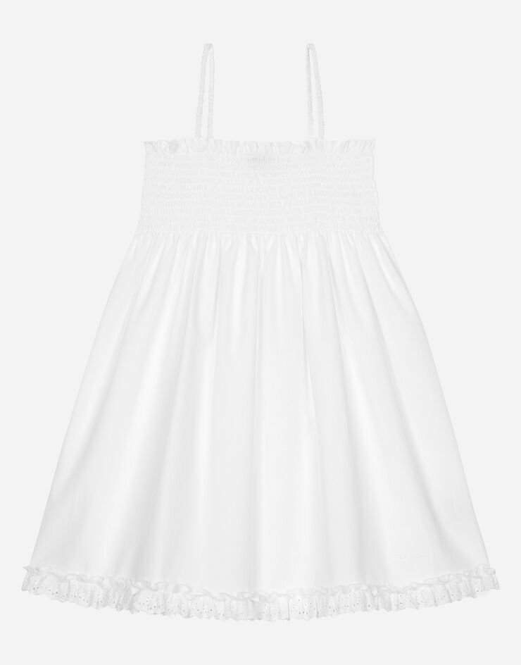 Dolce & Gabbana Abito in popeline e pizzo sangallo Bianco L53DZ1G7NZC