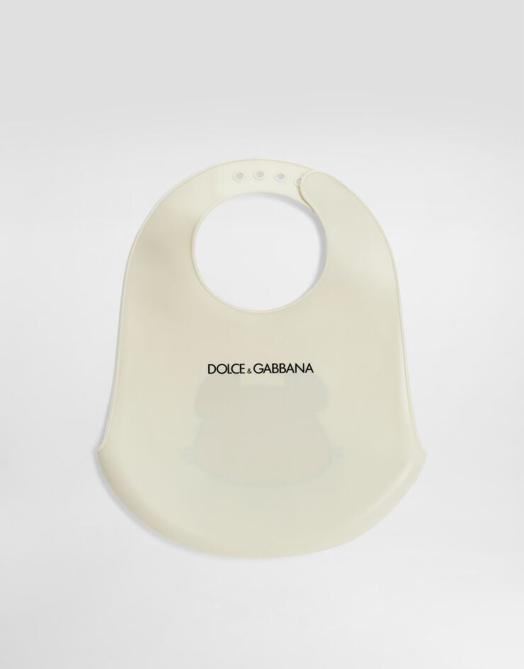 Dolce & Gabbana Silicone bib with printed leopard White LN5H41G7PZV
