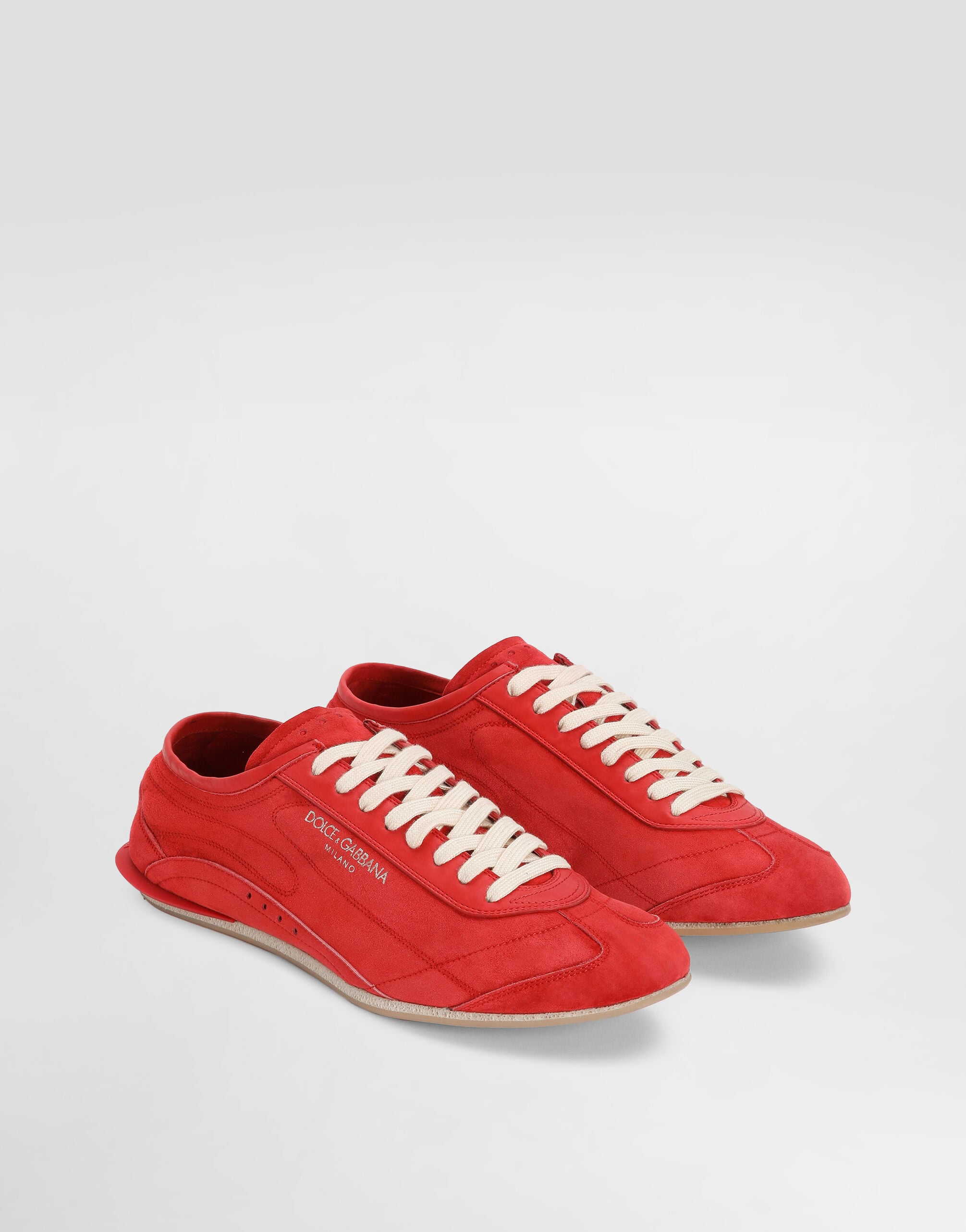 [美品]DOLCE&GABBANAカーフスキン＆エナメル スニーカー赤 Redのメンズ ジモンディ プラス カーフスキン スニーカー | Dolce&Gabbana®