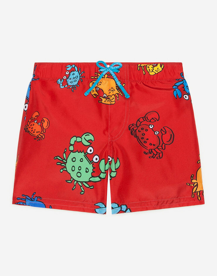 Dolce & Gabbana Nylon swimming trunks with crab print КРАСНЫЙ L1J818HSMJM