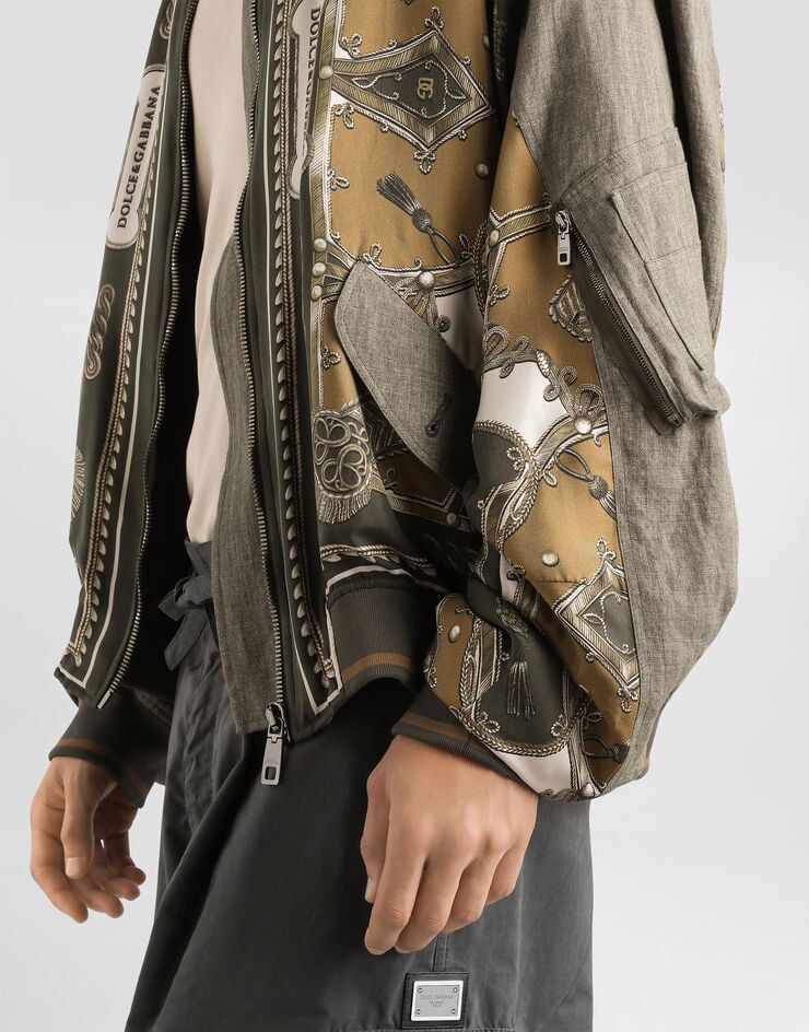 Dolce & Gabbana Cargo-print oversized twill bomber jacket Multicolor G9CBBTHI12D
