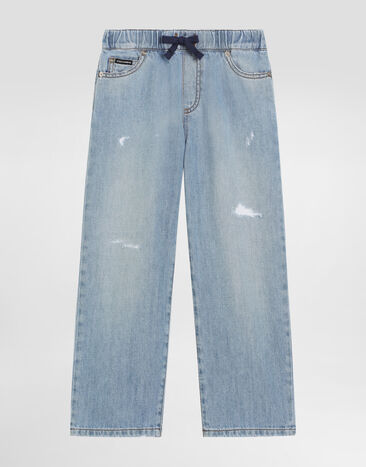 Dolce & Gabbana 5-pocket denim jeans with branded tag Multicolor L42F79LDC93