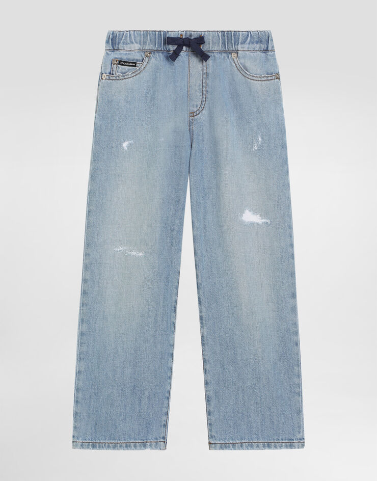 Dolce & Gabbana 5-pocket denim jeans with branded tag Multicolor L42F79LDC93