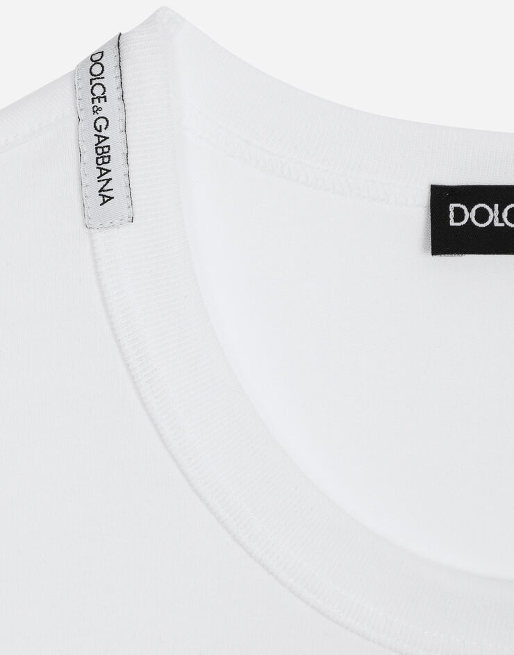 Dolce & Gabbana 자수 코튼 티셔츠 화이트 G8PV1ZG7WUQ