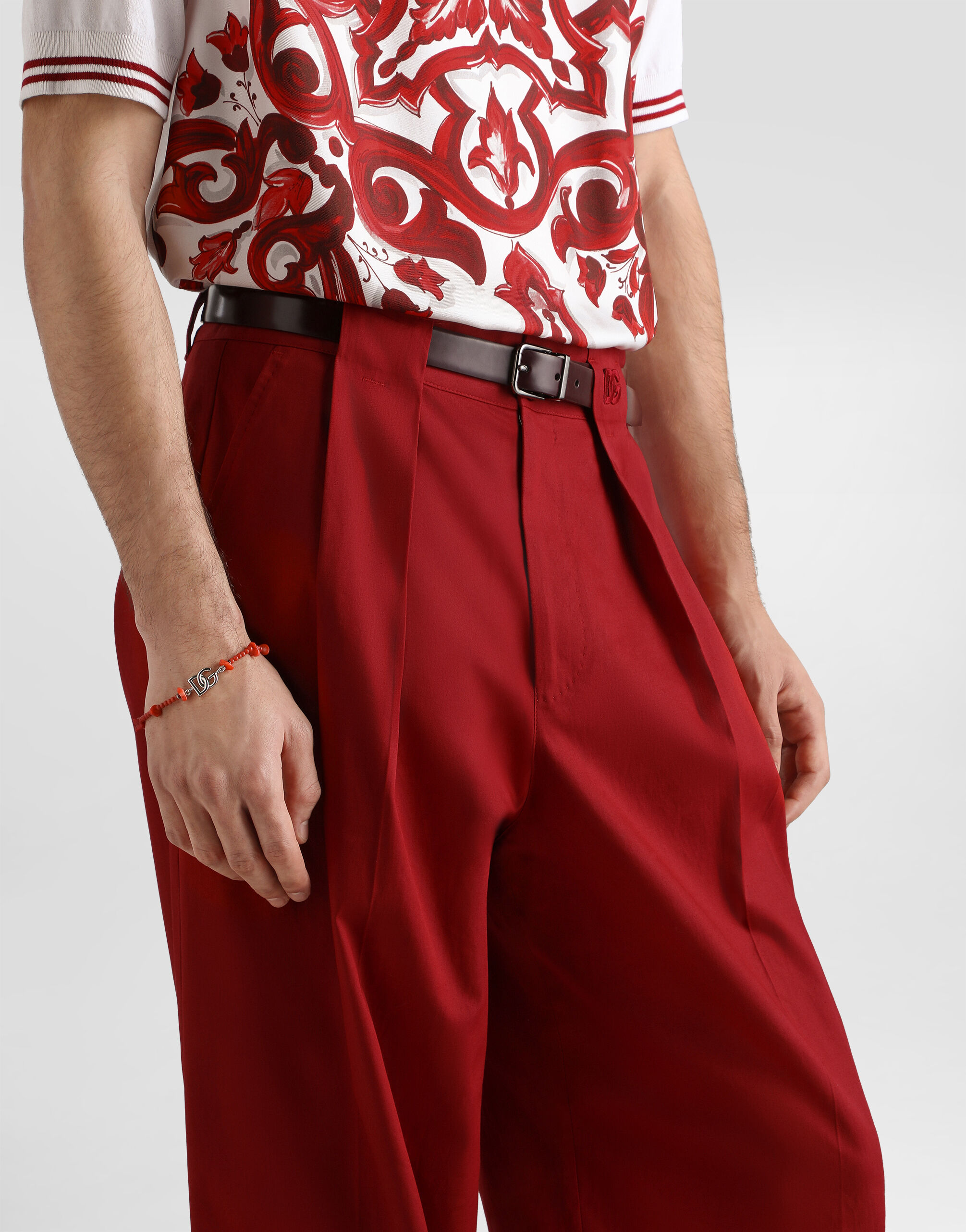 Redのメンズ ストレッチ コットン ギャバジン パンツ | Dolce&Gabbana®