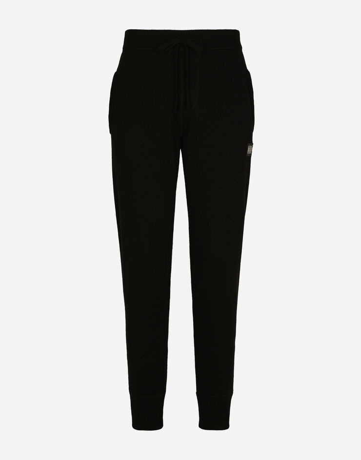 Dolce & Gabbana Pantalone jogging in maglia lana e cashmere Nero GXO34TJEMQ3