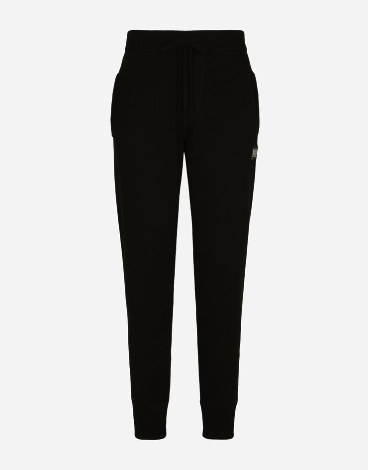 Dolce & Gabbana Wool and cashmere knit jogging pants Black GXO34TJEMQ3