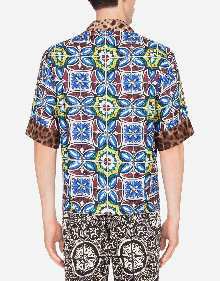 Dolce & Gabbana Hawaii shirt with maiolica and leopard print マジョリカプリント G5HK3TGEN61