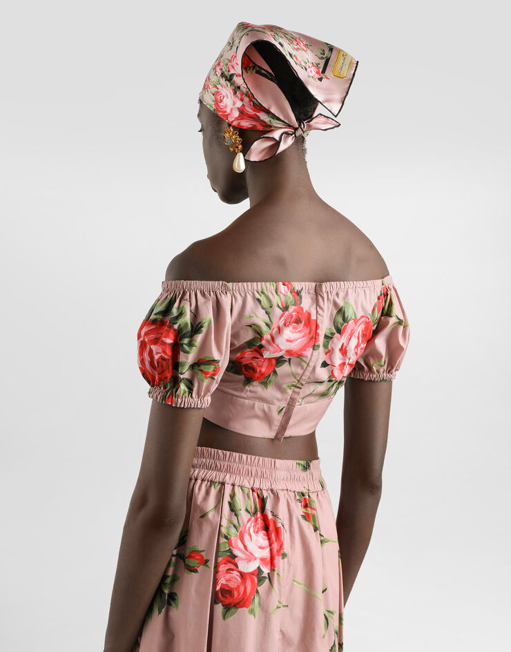 Dolce & Gabbana Rose bouquet-print cotton top Multicolor F7AV0THS5UT