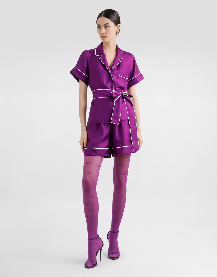Dolce & Gabbana Majolica-print silk twill shorts Purple FTDB8TFU10S