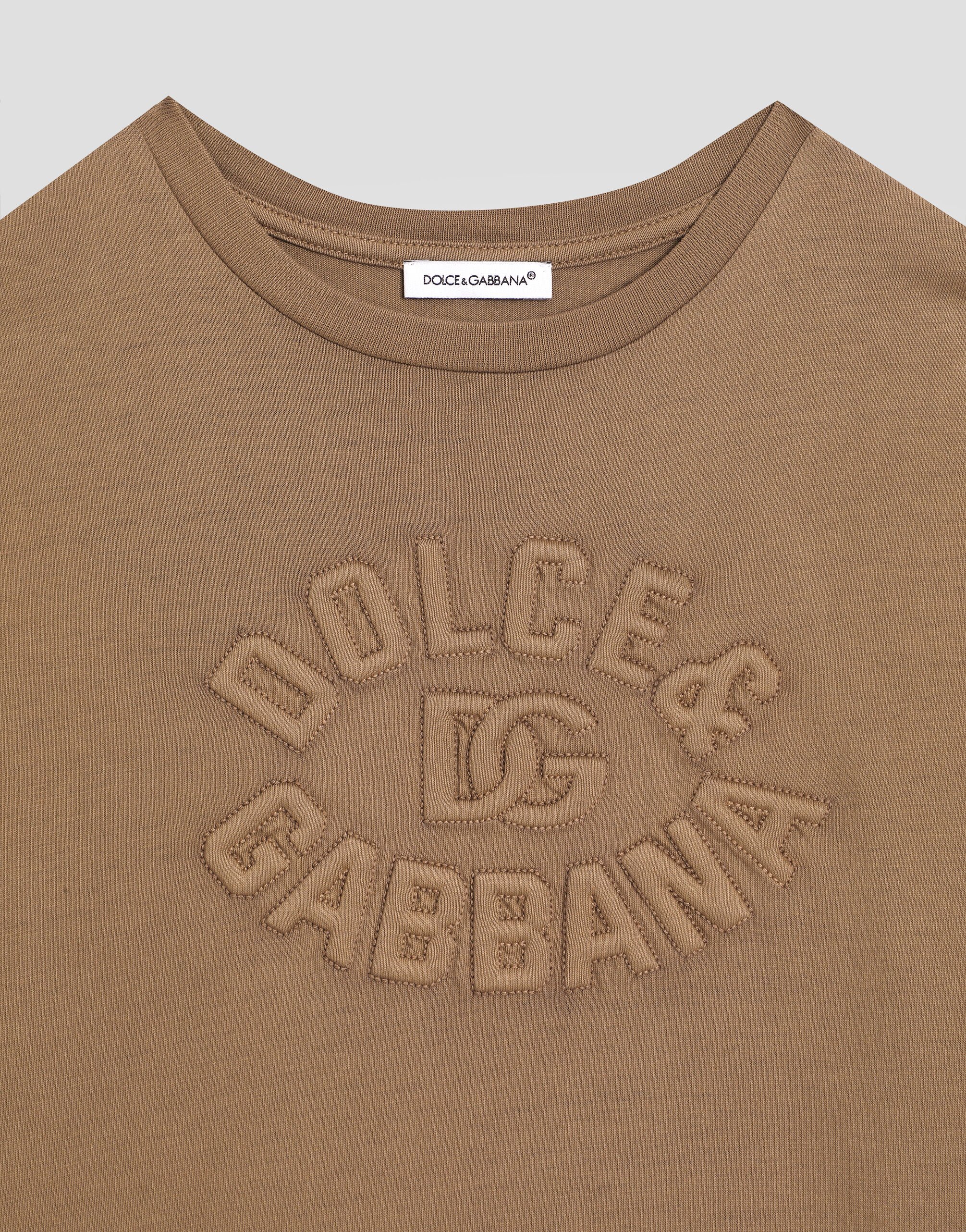 Jersey T-shirt with Dolce&Gabbana logo in Brown for Boys