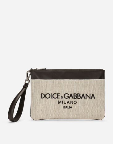 Dolce & Gabbana Pouch Bag aus Canvas Braun BM2338A8034