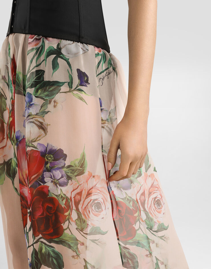 Dolce & Gabbana Longuetterock aus Chiffon Blumenprint Drucken F4BBOTIS1Y7