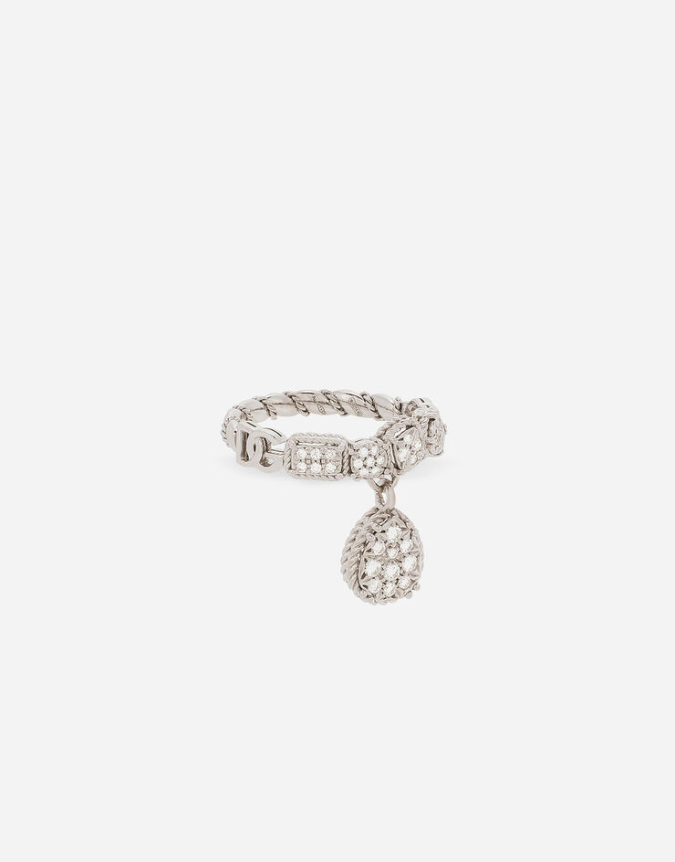 Dolce & Gabbana Anello Easy Diamond in oro bianco 18kt e pavé di diamanti White WRQD2GWPAVE