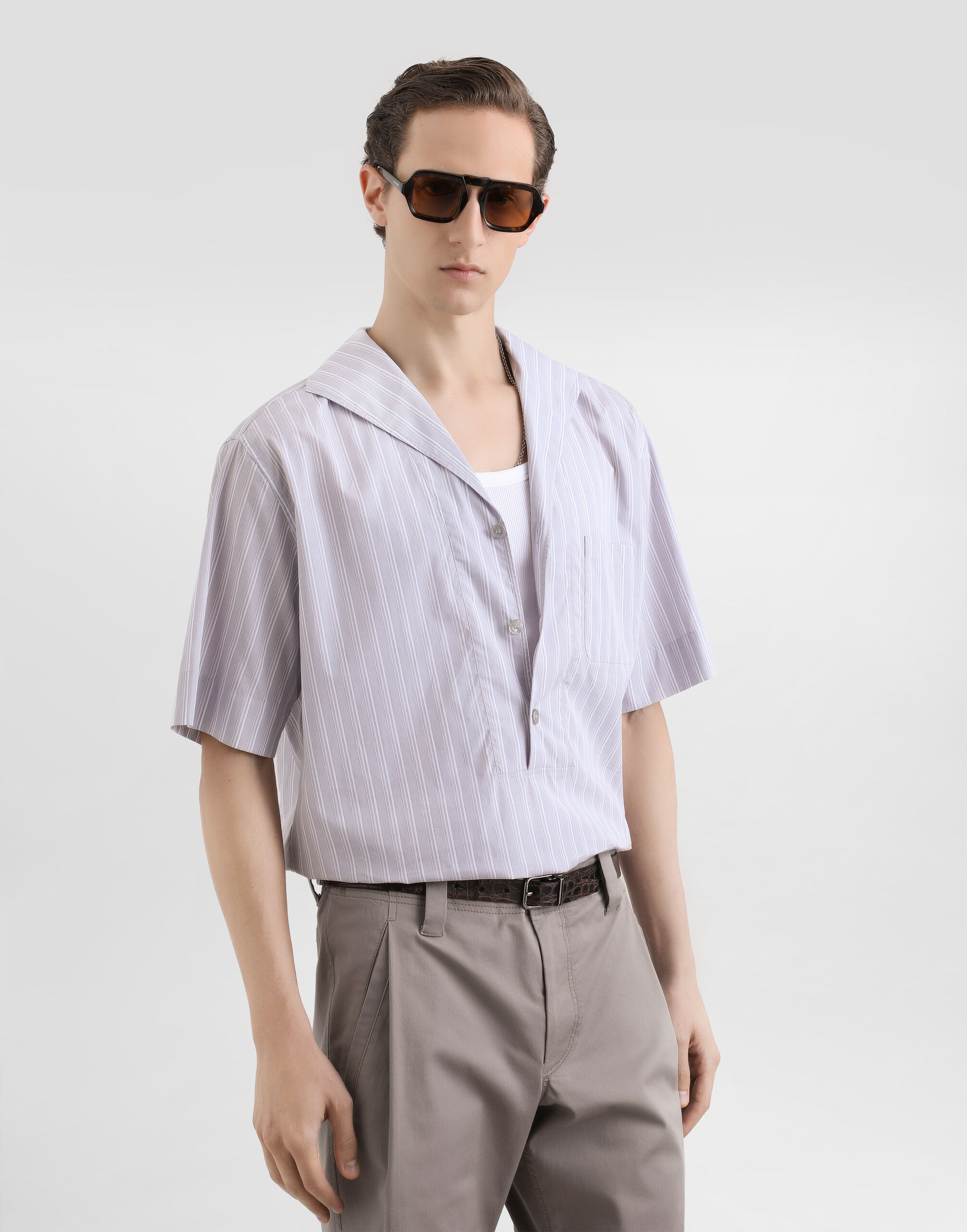 Striped cotton poplin shirt - thumbnail 4