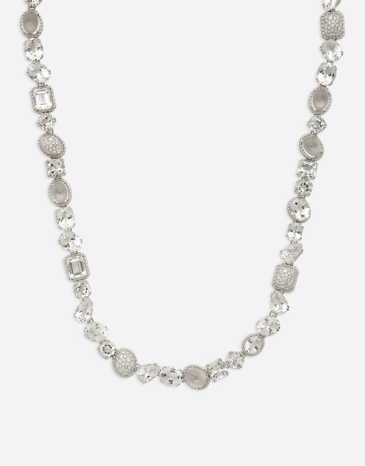 Dolce & Gabbana Anna necklace in white gold 18Kt and colorless topazes White WNQA2GWTPCO