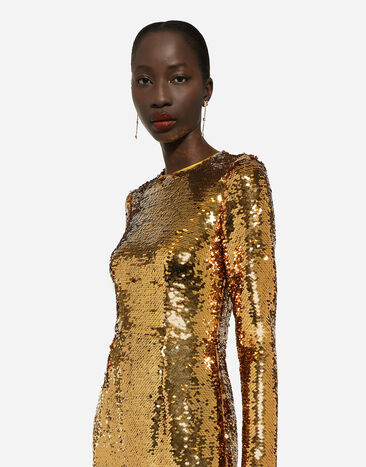 Dolce & Gabbana Long sequined mermaid dress Gold F6DEPTFLMII