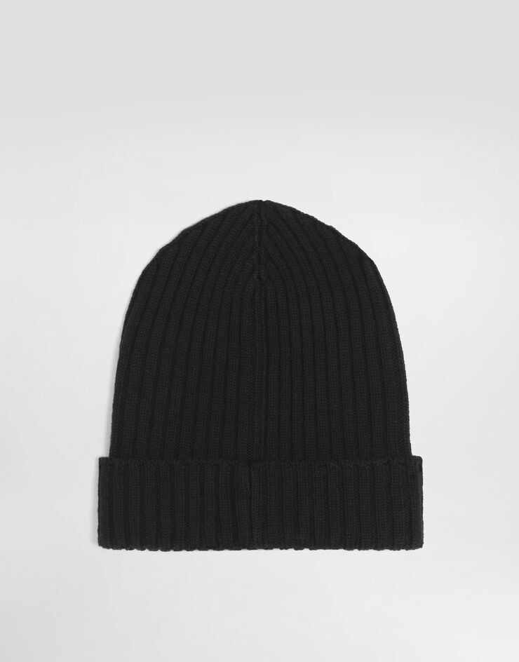 Dolce & Gabbana Knitted hat with logo plate Black LBKH82JDVGK
